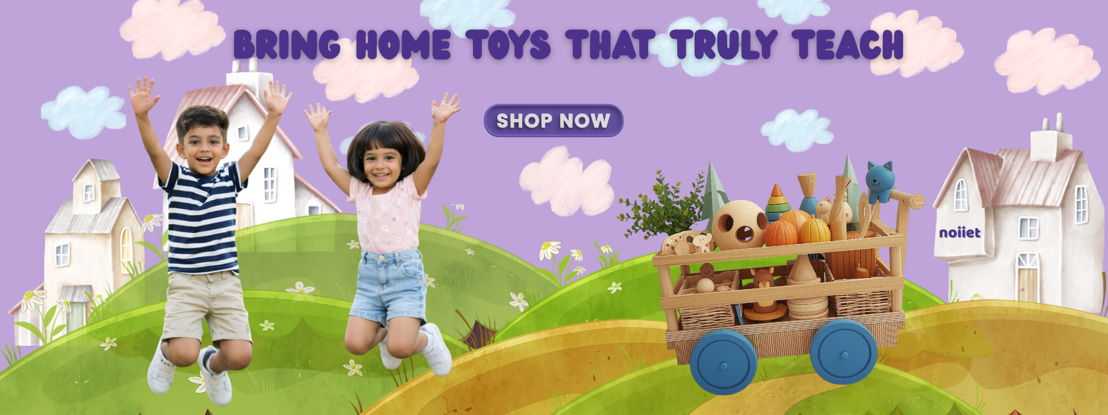 kids playing with wooden toys