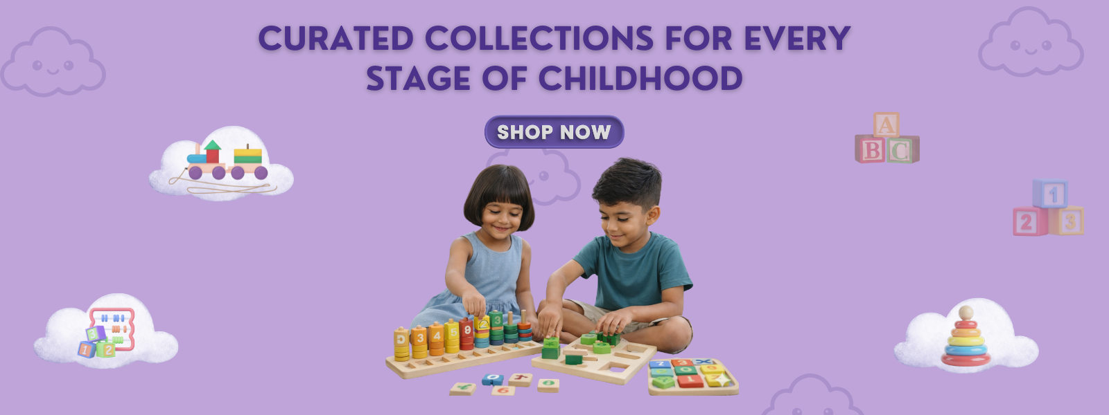 kids playing with wooden toys