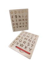 Double sided wooden alphabet tracing board with uppercase and lowercase letters