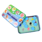 Magnetic memory game with picture matching wooden coins