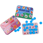 Magnetic memory game with picture matching wooden coins