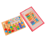 Early learning sorting toy for kids with colour coded wooden pieces