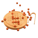 Wooden marble solitaire Goli Game board with marbles for kids