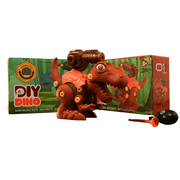 Completed 3D dinosaur model from DIY Dino set for kids