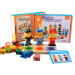 Toddler stacking colourful wooden shape pieces on bear stacker toy