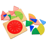 Fraction disk set with colorful segments for kids’ math learning