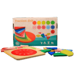 Fraction disk set with colorful segments for kids’ math learning