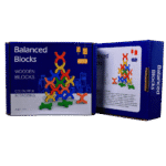 X shaped wooden blocks arranged for play