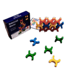 X shaped wooden blocks arranged for play