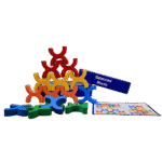 X shaped wooden blocks arranged for play