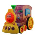 Automatic dominos train laying colorful dominos