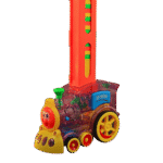 Automatic dominos train laying colorful dominos