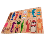 Wooden animal puzzle set with storage box for kids