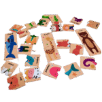 Wooden animal puzzle set with storage box for kids