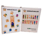 Wooden animal puzzle set with storage box for kids