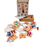 Wooden animal puzzle set with storage box for kids