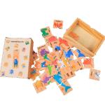 Wooden animal puzzle set with storage box for kids