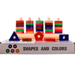 Colorful wooden block matching puzzle toy