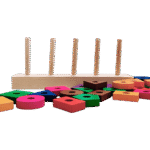 Colorful wooden block matching puzzle toy