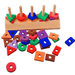 Colorful wooden block matching puzzle toy
