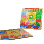 Wall mounted children’s calendar clock toy with date and time display