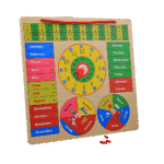 Wall mounted children’s calendar clock toy with date and time display