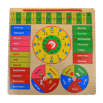 Wall mounted children’s calendar clock toy with date and time display