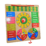 Wall mounted children’s calendar clock toy with date and time display