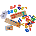 Wooden math learning board for counting and subtraction