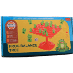 Frog balance game board with colorful pieces