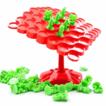 Frog balance game board with colorful pieces