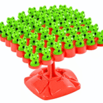 Frog balance game board with colorful pieces