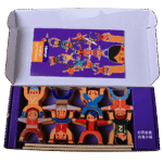 Wooden balancing tower game pieces ready to play