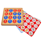 Wooden memory chess board with colorful pegs for kids