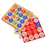 Wooden memory chess board with colorful pegs for kids