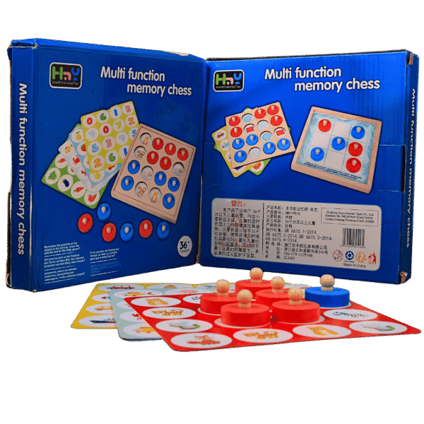 Wooden memory chess board with colorful pegs for kids