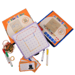 Wooden nail drawing board with colored rubber bands for preschoolers