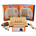 Wooden nail drawing board with colored rubber bands for preschoolers