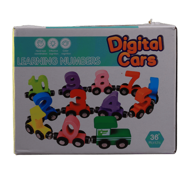 Montessori number learning toy with magnetic cars