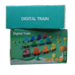 Magnetic small wooden train toy on floor for toddlers