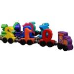 Magnetic small wooden train toy on floor for toddlers