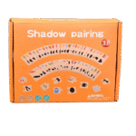 Shadow pairing puzzle cards arranged on table for kids learning
