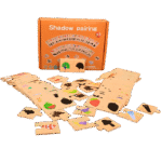Shadow pairing puzzle cards arranged on table for kids learning