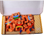 Tiger balancing wooden blocks stacked for kids game