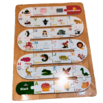 Wooden S shaped puzzle with colorful pieces