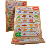 Wooden S shaped puzzle with colorful pieces