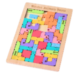 Wooden animal Tetris puzzle board for kids