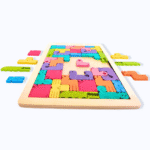 Wooden animal Tetris puzzle board for kids