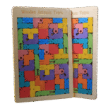 Wooden animal Tetris puzzle board for kids