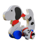 Preschool child playing with pull along animal